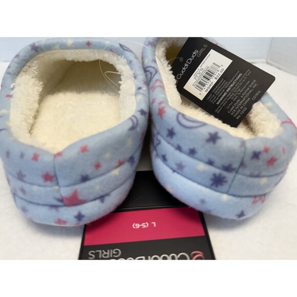 Cuddl Duds Girl's Printed Stars Fleece Clog Slippers Sz Lg 5-6 New - Picture 5 of 10
